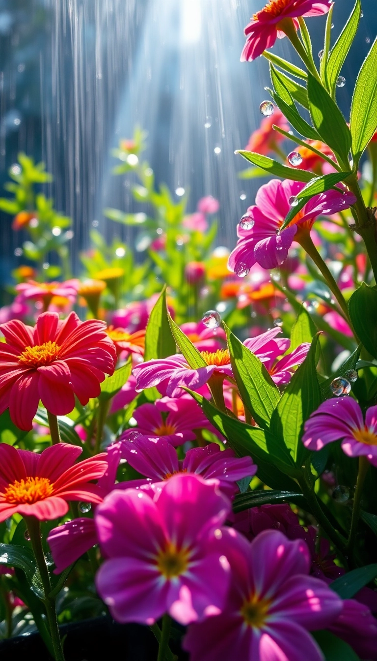 HD iPhone AI Spring Rain Garden Professional Wallpaper